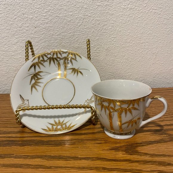 Lithophane Gold Bamboo Porcelain 2 Pc. Set - Picture 3 of 13
